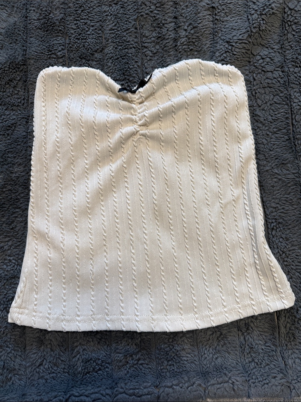 White Knit Strapless Tube Top